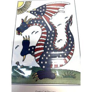 Flag Dragon Counted Cross-Stitch Pattern By Fantá Cat Designs